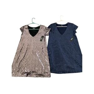 Lulus Sequin Mini Dress‎ Lot of 2 Navy & Rose Gold Size S Party Cocktail NWT